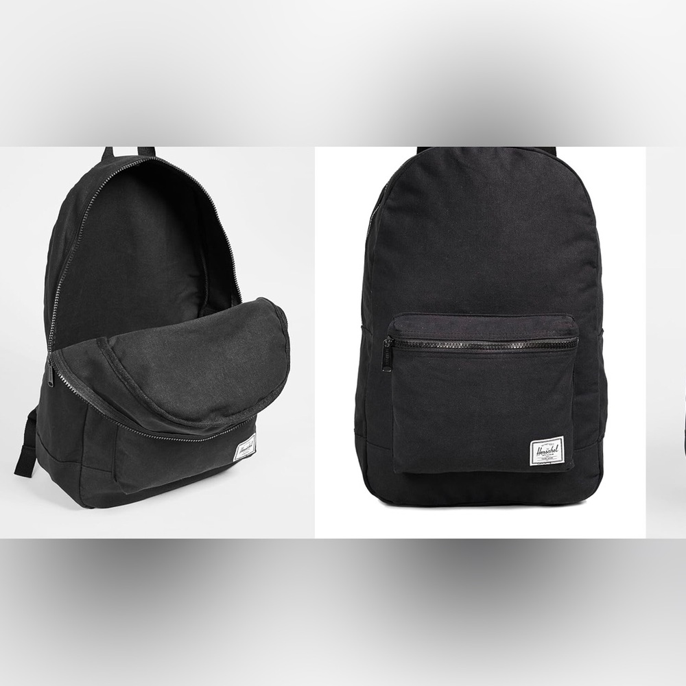 Herschel Supply Unisex Canvas Top Zip Closure Daypack Backpack, OS, Black, NWT - Picture 3 of 3